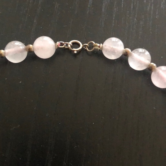 Rose Quartz Stone & Silver Bead Spacers Necklace - Picture 3 of 3